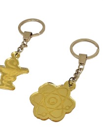 Gold mirror acrylic keychain with custom laser-cut design.