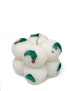 White bubble cube candle with hand-painted green holly leaves and red berries.